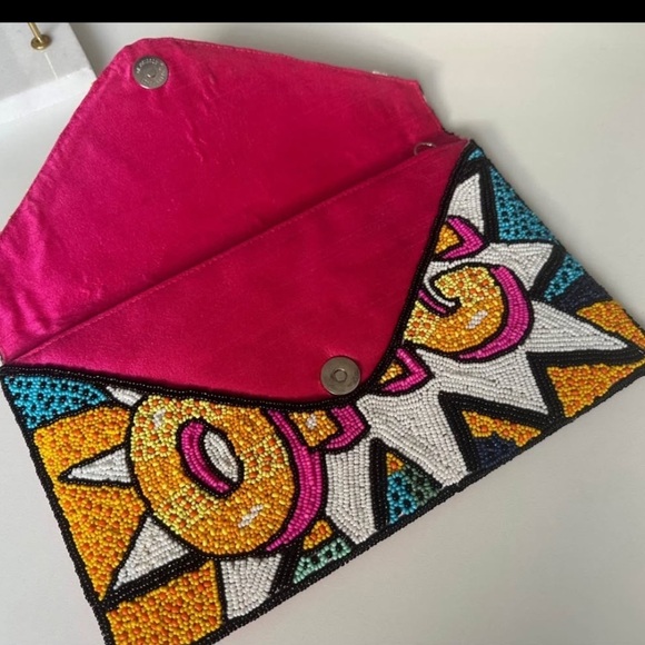 OMG! Pop Art style Beaded Clutch | neon colors | Hand Crafted | fun | kitschy - Picture 3 of 5